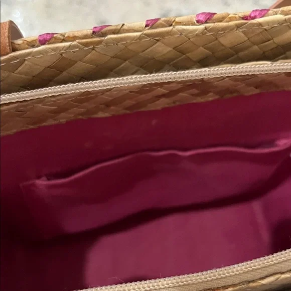 Floral Woven Tote Bag - Tan and Pink - Picture 9 of 11